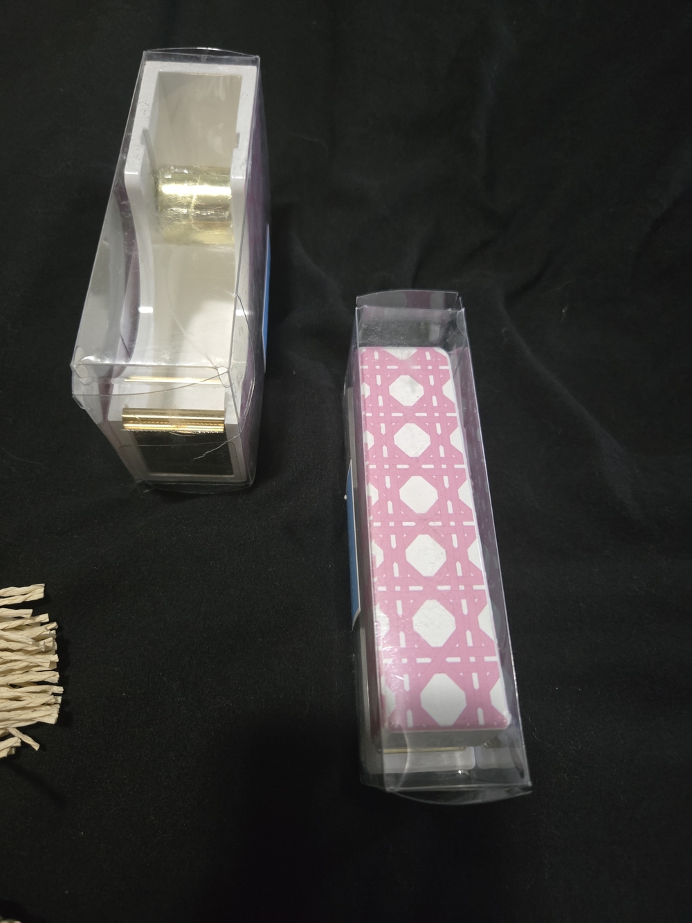 Pink Patterned Tape Dispenser with Gold Cutterand Stapler - Home Accents Decor